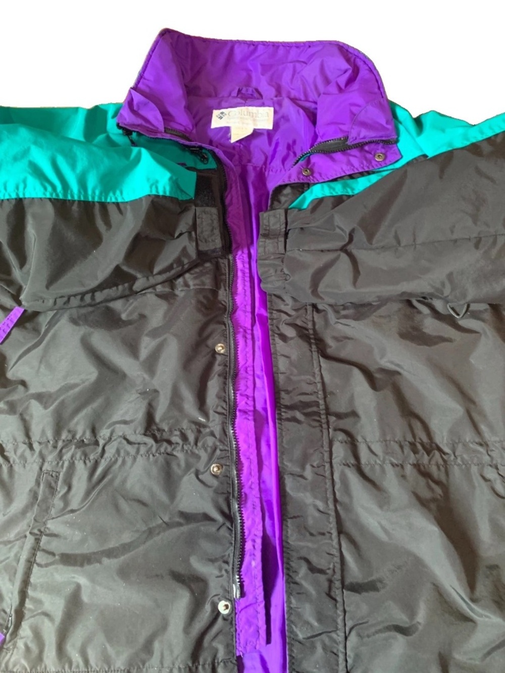 Vintage Columbia Sportswear Windbreaker Jacket Mens XL Teal Navy Colorblock 90s - Picture 6 of 16
